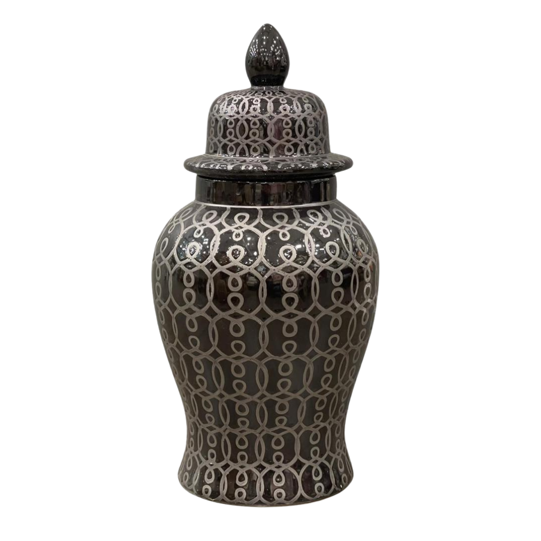 Black and Gold Salvador Ginger Patterned Jar