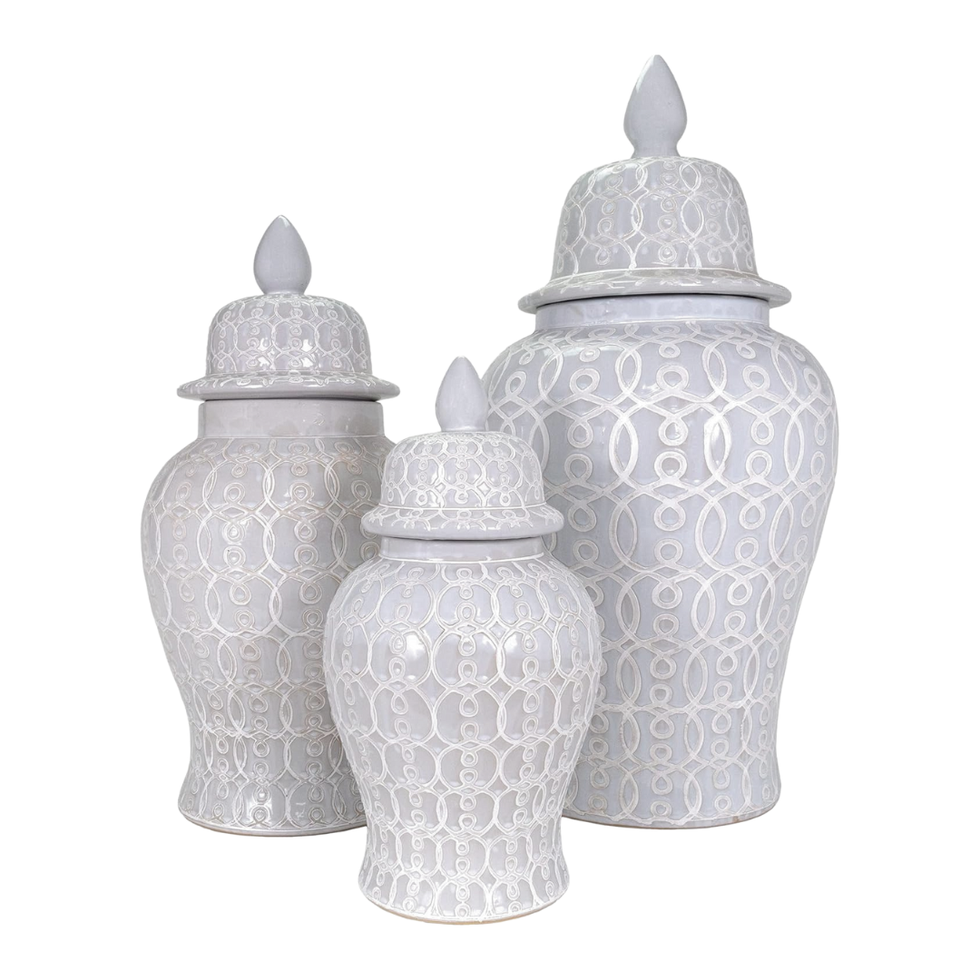 White Salvador Ginger Patterned Jar