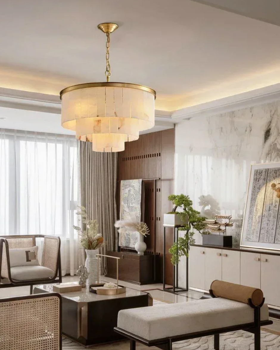 Spanish Alabaster Chandelier 3 Layers